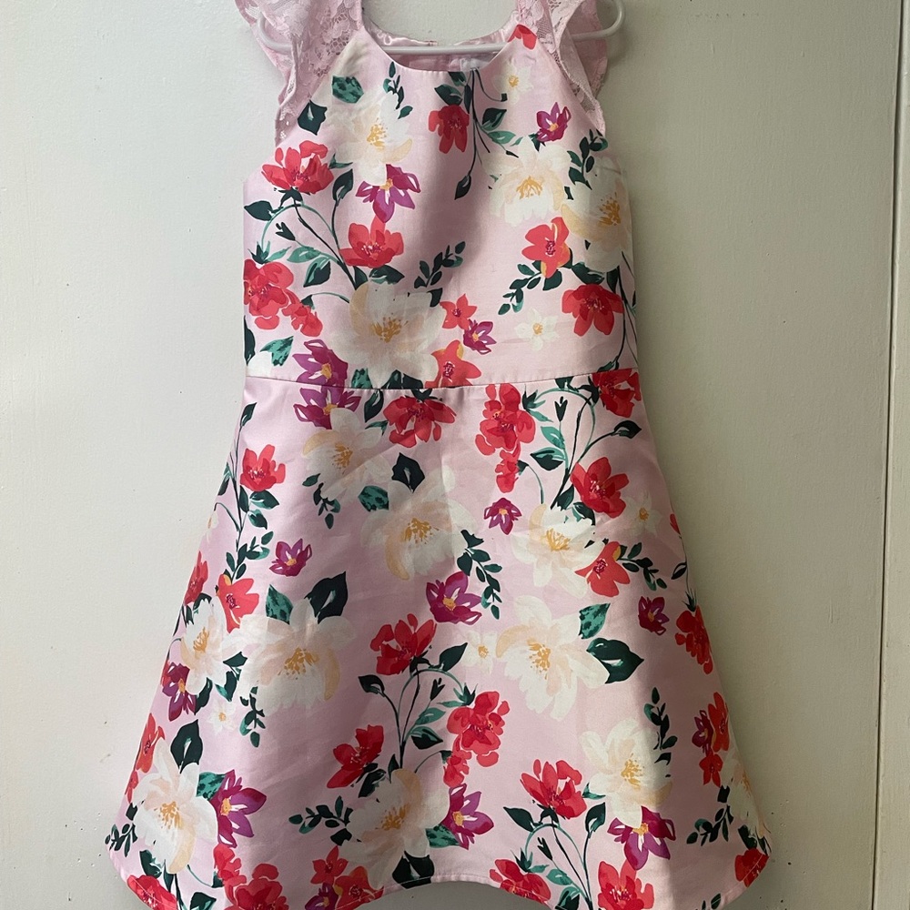 Children’s Place Girls Floral Fit & Flare Dress - Pink Admirer Size 8
